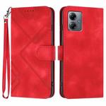 For Motorola Moto G14 Line Pattern Skin Feel Leather Phone Case(Red)