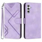 For Samsung Galaxy M34 Line Pattern Skin Feel Leather Phone Case(Light Purple)