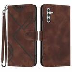 For Samsung Galaxy M34 Line Pattern Skin Feel Leather Phone Case(Coffee)