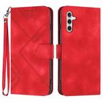 For Samsung Galaxy M54 Line Pattern Skin Feel Leather Phone Case(Red)