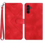 For Samsung Galaxy A25 Line Pattern Skin Feel Leather Phone Case(Red)