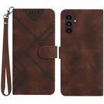 For Samsung Galaxy A25 Line Pattern Skin Feel Leather Phone Case(Coffee)