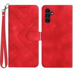 For Samsung Galaxy S23 FE 5G Line Pattern Skin Feel Leather Phone Case(Red)
