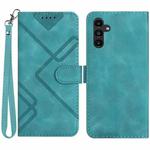 For Samsung Galaxy S23 FE 5G Line Pattern Skin Feel Leather Phone Case(Light Blue)