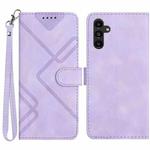 For Samsung Galaxy S23 FE 5G Line Pattern Skin Feel Leather Phone Case(Light Purple)