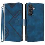 For Samsung Galaxy M55 5G Line Pattern Skin Feel Leather Phone Case(Royal Blue)