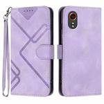 For Samsung Galaxy Xcover7 5G Line Pattern Skin Feel Leather Phone Case(Light Purple)