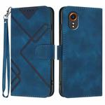For Samsung Galaxy Xcover7 5G Line Pattern Skin Feel Leather Phone Case(Royal Blue)