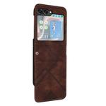 For Samsung Galaxy Z Flip5 Line Pattern Skin Feel Leather Phone Case(Coffee)