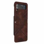 For Samsung Galaxy Z Flip4 Line Pattern Skin Feel Leather Phone Case(Coffee)