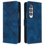 For Samsung Galaxy Z Fold4 Line Pattern Skin Feel Leather Phone Case(Royal Blue)
