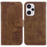 For Redmi Note 12 Turbo Little Tiger Embossed Leather Phone Case(Brown)