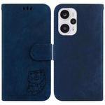 For Redmi Note 12 Turbo Little Tiger Embossed Leather Phone Case(Dark Blue)
