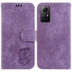 For Xiaomi Redmi Note 12S Little Tiger Embossed Leather Phone Case(Purple)