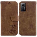 For Xiaomi Redmi Note 12S Little Tiger Embossed Leather Phone Case(Brown)