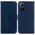 For Xiaomi Redmi Note 12S Little Tiger Embossed Leather Phone Case(Dark Blue)