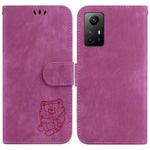 For Xiaomi Redmi Note 12S Little Tiger Embossed Leather Phone Case(Rose Red)