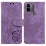 For Xiaomi Redmi A1+ 4G Global Little Tiger Embossed Leather Phone Case(Purple)