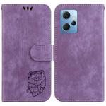 For Redmi Note 12 4G Global Little Tiger Embossed Leather Phone Case(Purple)