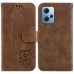 For Redmi Note 12 4G Global Little Tiger Embossed Leather Phone Case(Brown)