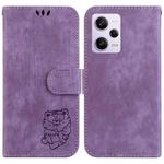 For Redmi Note 12 Pro 5G Global Little Tiger Embossed Leather Phone Case(Purple)
