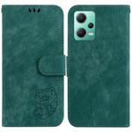 For Redmi Note 12 5G Global Little Tiger Embossed Leather Phone Case(Green)