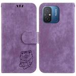 For Xiaomi Redmi 12C / 11A Little Tiger Embossed Leather Phone Case(Purple)