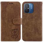 For Xiaomi Redmi 12C / 11A Little Tiger Embossed Leather Phone Case(Brown)