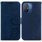For Xiaomi Redmi 12C / 11A Little Tiger Embossed Leather Phone Case(Dark Blue)