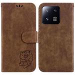 For Xiaomi 13 Pro Little Tiger Embossed Leather Phone Case(Brown)