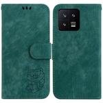 For Xiaomi 13 5G Little Tiger Embossed Leather Phone Case(Green)