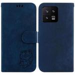 For Xiaomi 13 5G Little Tiger Embossed Leather Phone Case(Dark Blue)