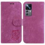 For Xiaomi 12T / 12T Pro Little Tiger Embossed Leather Phone Case(Rose Red)