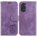 For Redmi Note 11 Global / Note 11S Little Tiger Embossed Leather Phone Case(Purple)