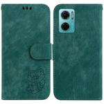 For Redmi Note 11E / Redmi 10 5G Little Tiger Embossed Leather Phone Case(Green)