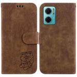 For Redmi Note 11E / Redmi 10 5G Little Tiger Embossed Leather Phone Case(Brown)