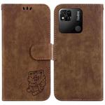 For Xiaomi Redmi 10A Little Tiger Embossed Leather Phone Case(Brown)