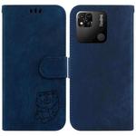 For Xiaomi Redmi 10A Little Tiger Embossed Leather Phone Case(Dark Blue)