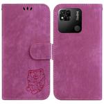 For Xiaomi Redmi 10A Little Tiger Embossed Leather Phone Case(Rose Red)