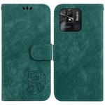 For Xiaomi Redmi 10C Little Tiger Embossed Leather Phone Case(Green)