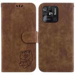 For Xiaomi Redmi 10C Little Tiger Embossed Leather Phone Case(Brown)