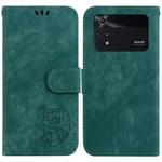For Xiaomi Poco M4 Pro Little Tiger Embossed Leather Phone Case(Green)