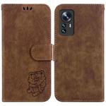 For Xiaomi 12 / 12X Little Tiger Embossed Leather Phone Case(Brown)