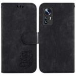 For Xiaomi 12 / 12X Little Tiger Embossed Leather Phone Case(Black)