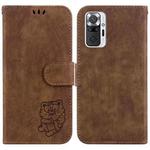 For Redmi Note 10 Lite / Note 10 Pro Little Tiger Embossed Leather Phone Case(Brown)