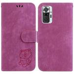 For Redmi Note 10 Lite / Note 10 Pro Little Tiger Embossed Leather Phone Case(Rose Red)