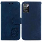 For Xiaomi Redmi 10 / 10 Prime Little Tiger Embossed Leather Phone Case(Dark Blue)