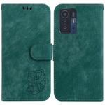 For Xiaomi Mi 11T / 11T Pro Little Tiger Embossed Leather Phone Case(Green)