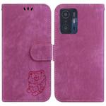 For Xiaomi Mi 11T / 11T Pro Little Tiger Embossed Leather Phone Case(Rose Red)