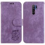 For Redmi 9 / 9 Prime Little Tiger Embossed Leather Phone Case(Purple)